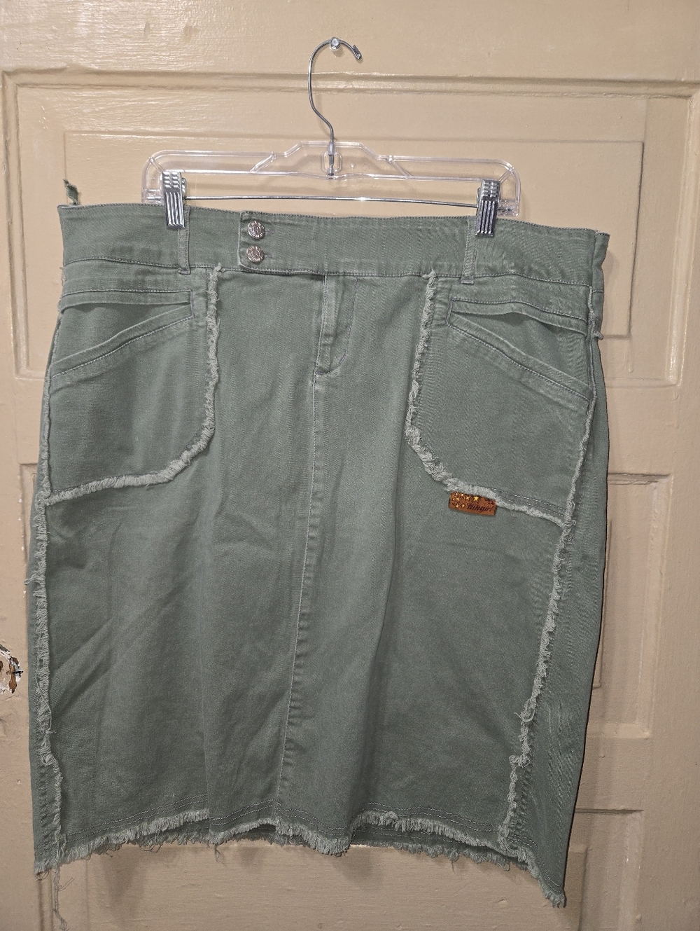 KikGirl Y2K Vintage Green Soft Denim Skirt EUC Size: 22